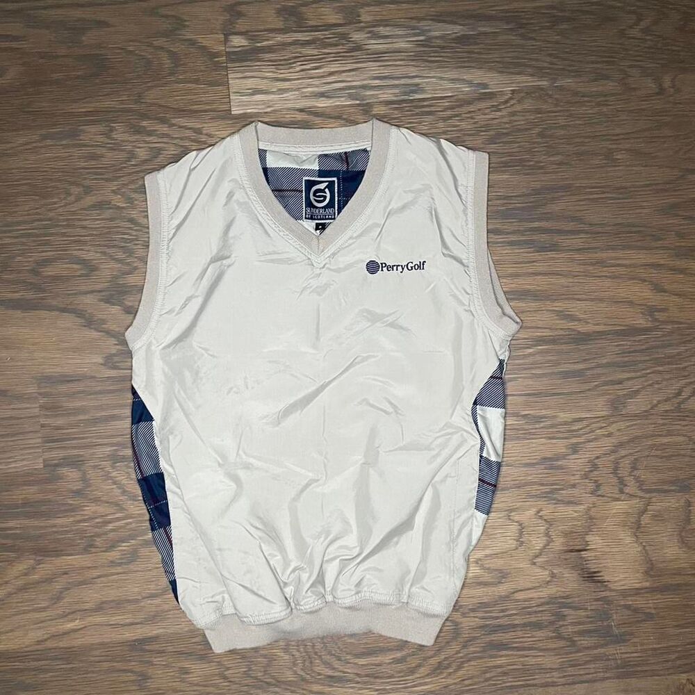 Perry-ellis Men's White and Cream Vest
